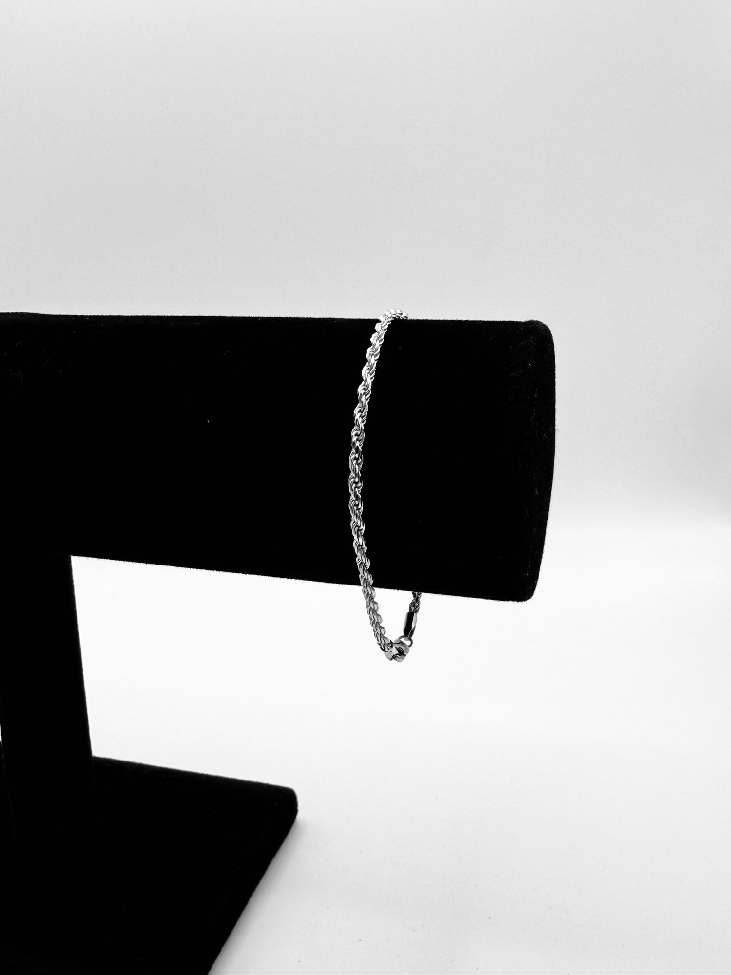2.3MM Sterling Silver Diamond Cut Rope Chain Bracelet