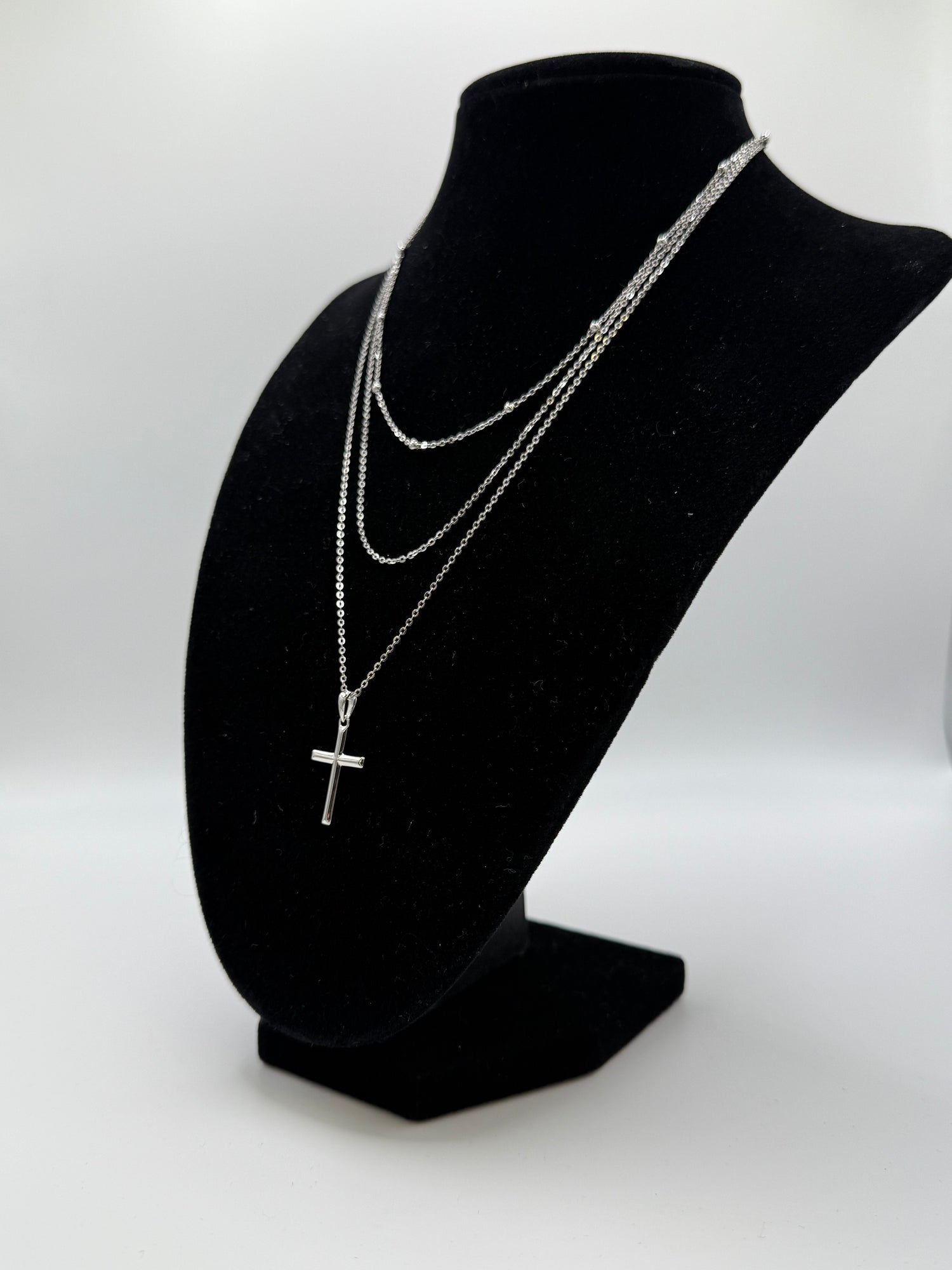 Sterling Silver Multi-Layer Cross Necklace