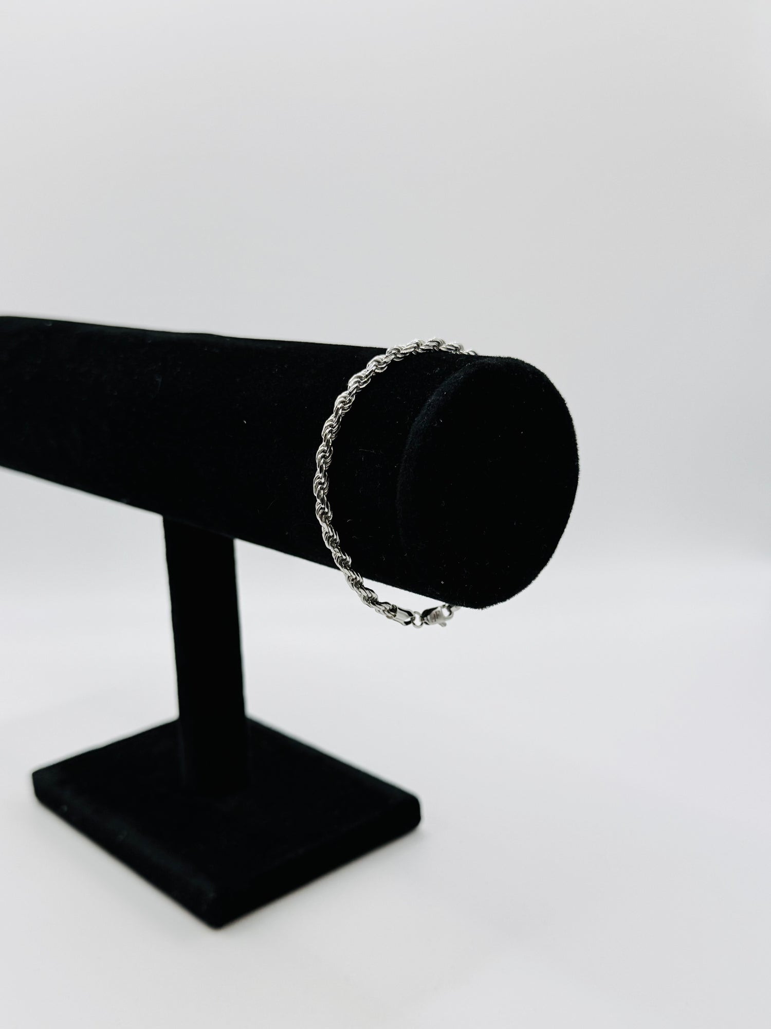 3.3MM Sterling Silver Diamond Cut Rope Chain Bracelet