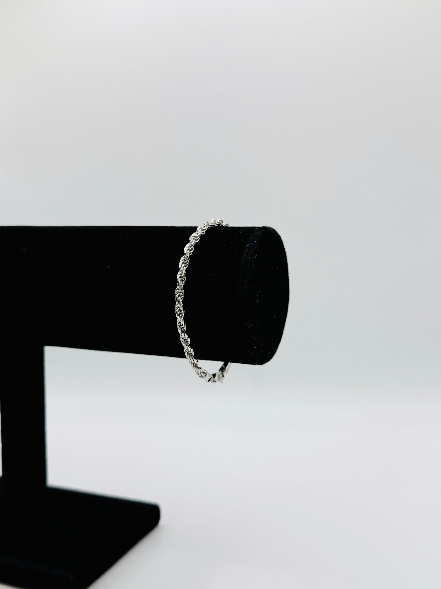 3.3MM Sterling Silver Diamond Cut Rope Chain Bracelet