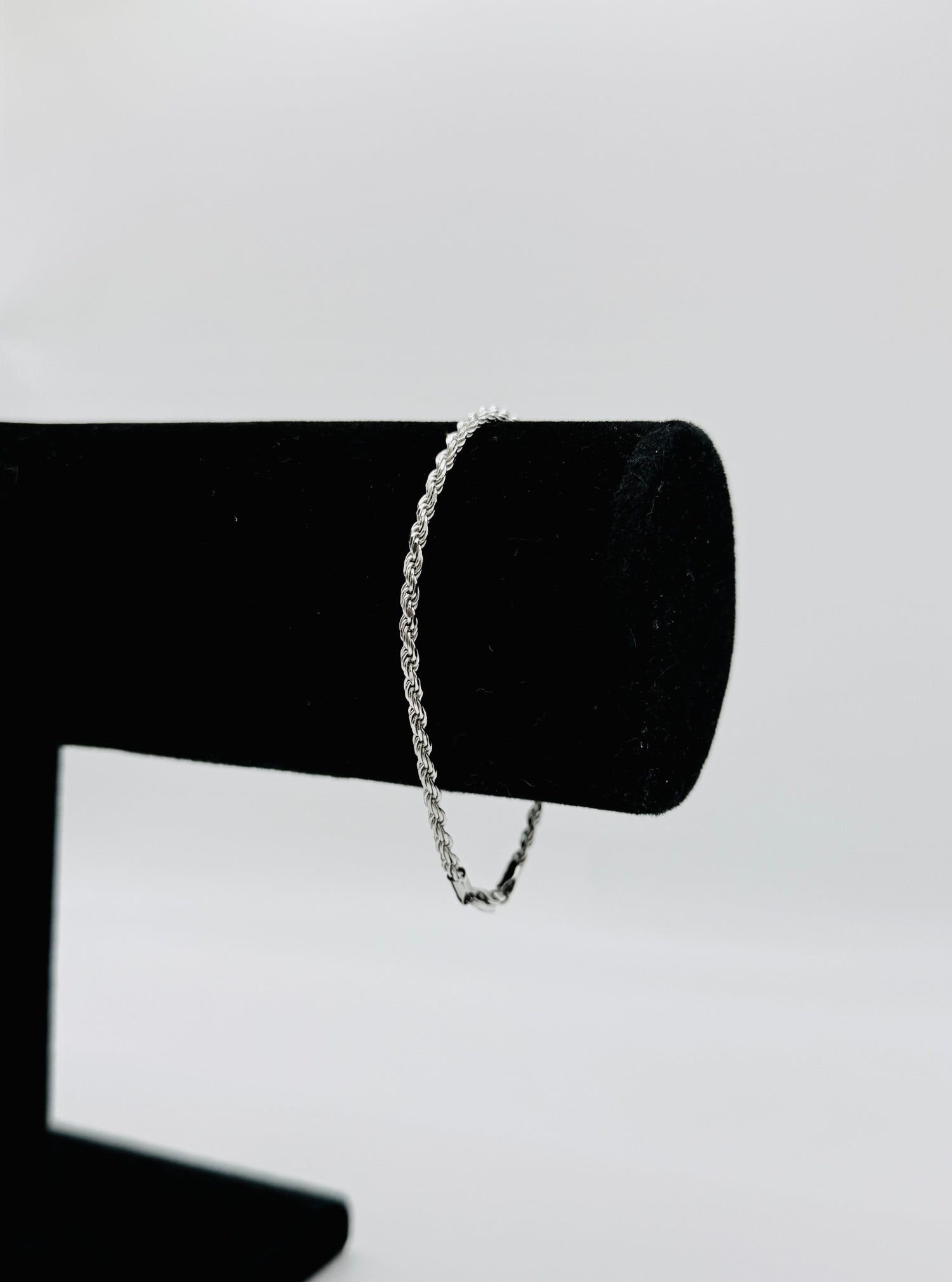 2.3MM Sterling Silver Diamond Cut Rope Chain Bracelet